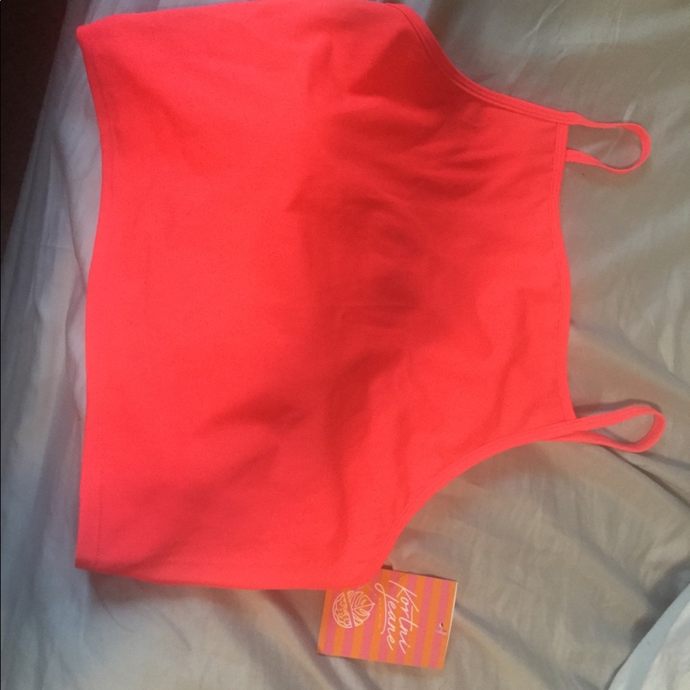 NWT fiery coral squared up Kortni’s jean swim top